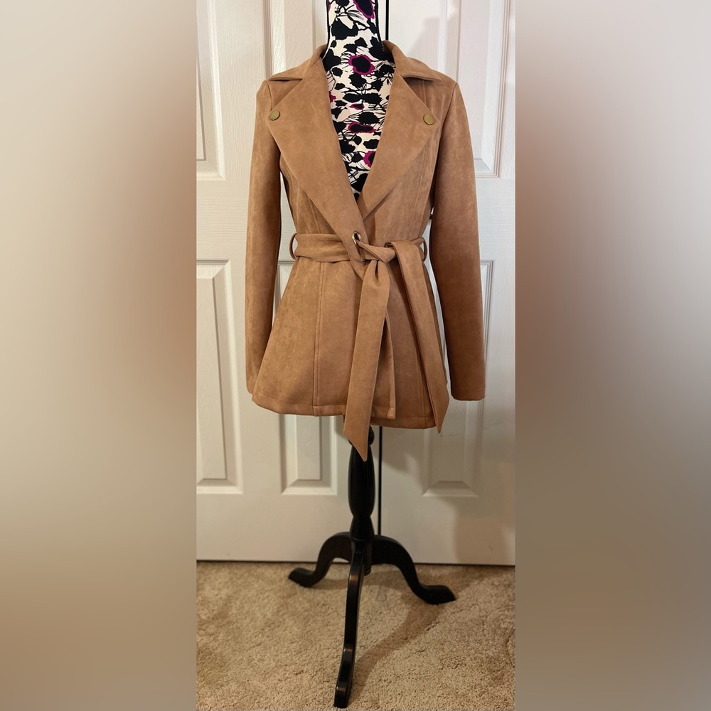 Women’s suede wrap trench coat